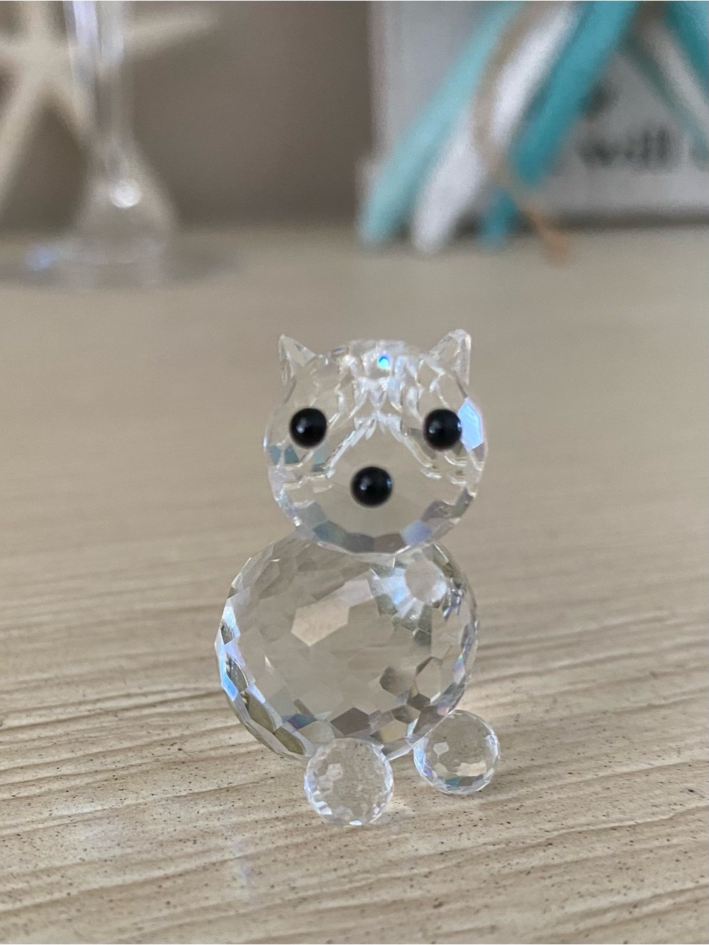 Swarovski Crystal Miniature Cat Figurine Silver-Tone Wire Tail Vintage 1990s - Picture 4 of 10